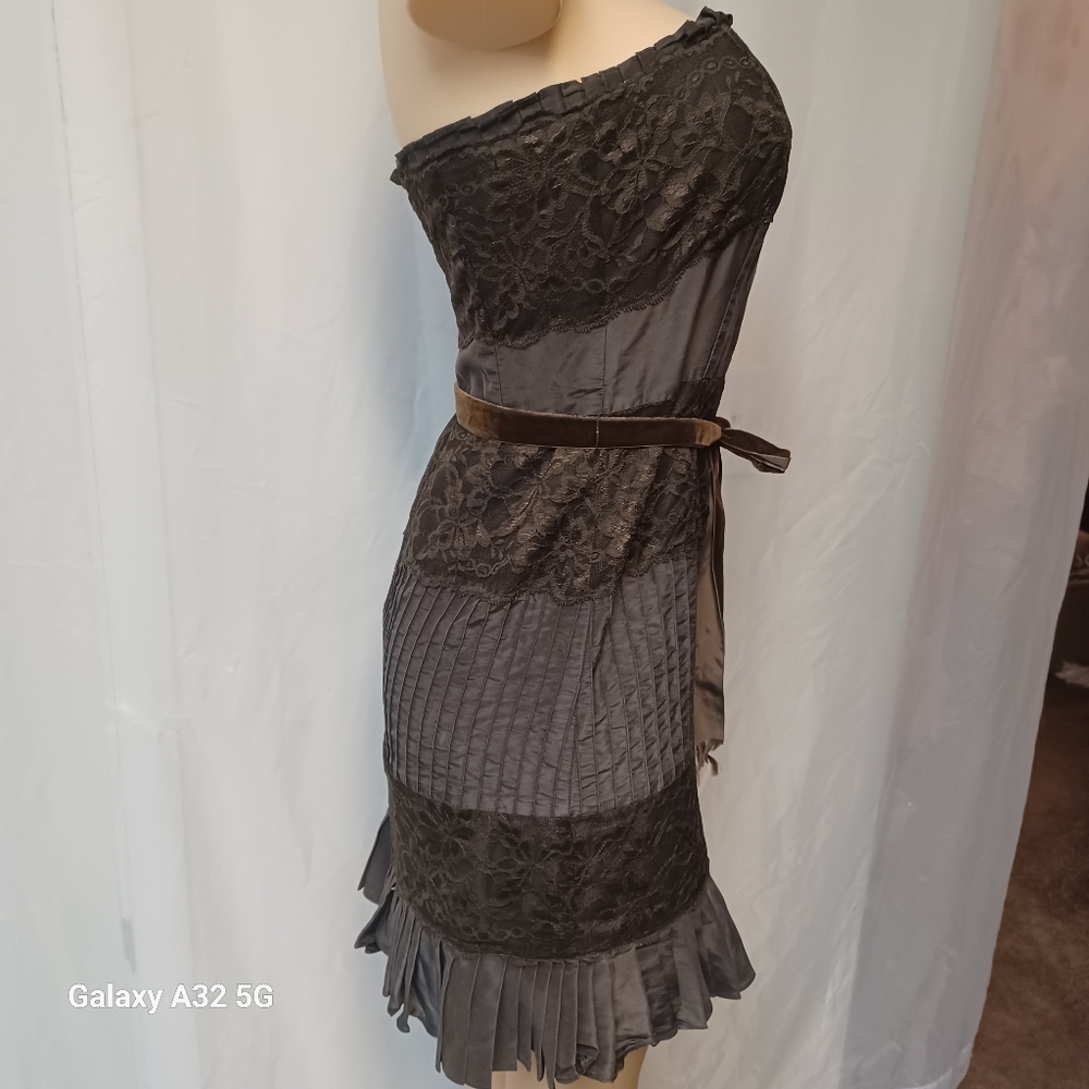 Banana Republic Women Size 4 Brown Strapless Sundress Pleated Cocktail - Picture 5 of 13